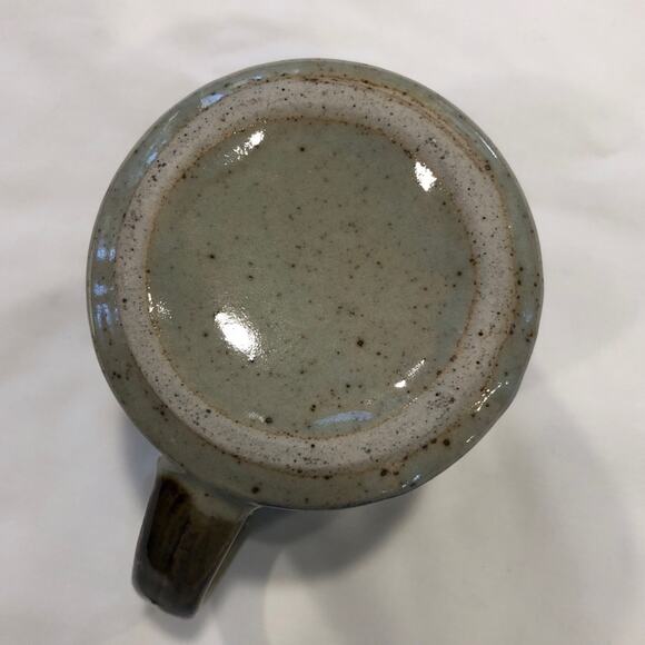 Gray Speckled Stoneware Blue Japan Images Brown Handle Tea Coffee Mug 3-1/2” - Picture 5 of 7